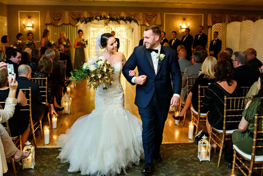 A happy couple excited after just getting married.